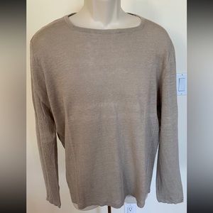 BALLY Mens Tan Khaki Cotton Knit Lazor Cut Thin Sweater Top Blouse Size US 44 54